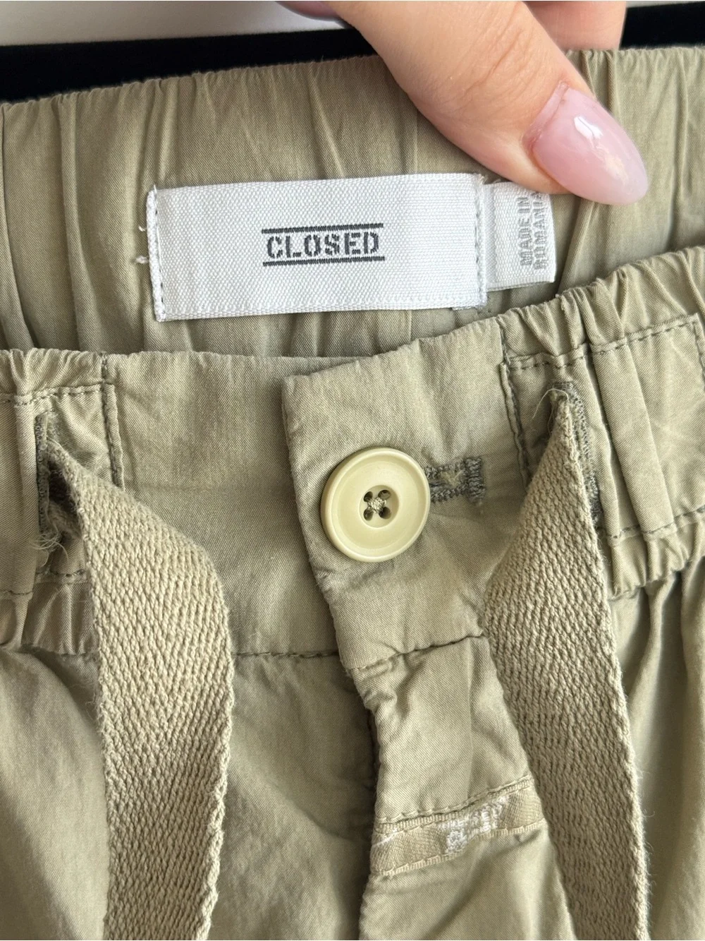 CLOSED Light Olive Men Cargo Parachute Pants Size 34 - Picture 4 of 11